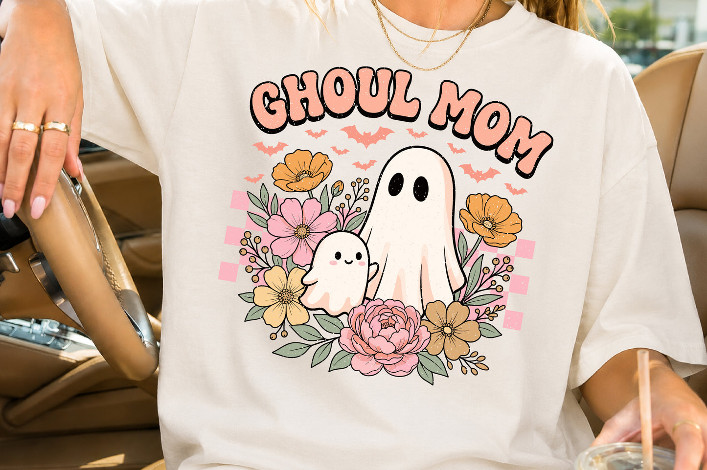 Ghoul Mom PNG Groovy Halloween Mom Sublimation Design Spooky Mama PNG