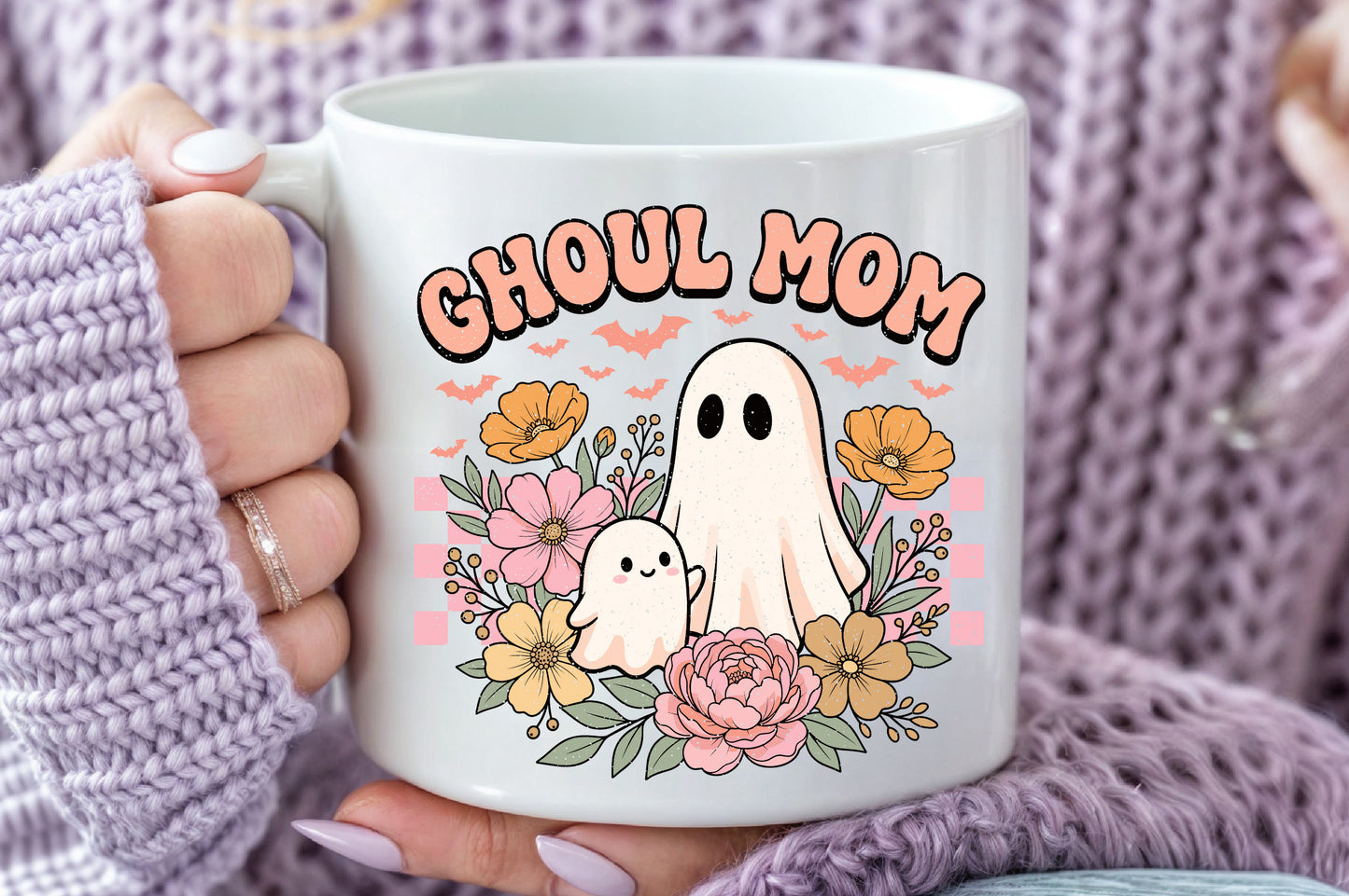 Ghoul Mom PNG Groovy Halloween Mom Sublimation Design Spooky Mama PNG