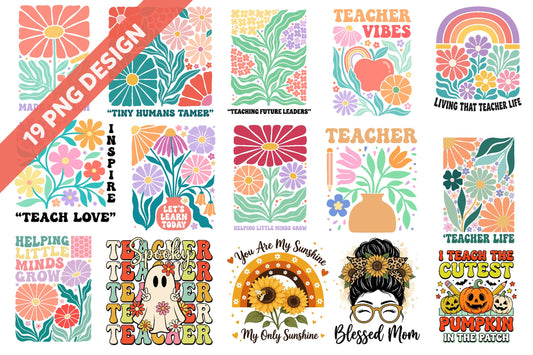 Groovy Teacher PNG Sublimation Bundle