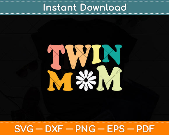 Groovy Twin Mom Funny Mother's Day Svg Digital Cutting File