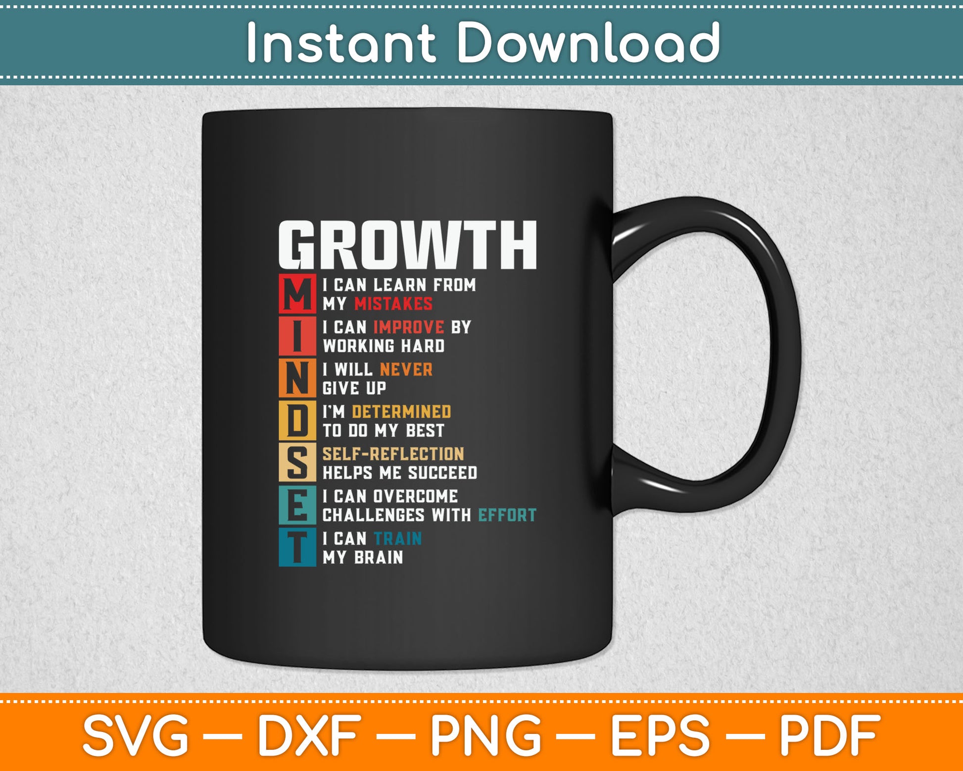 Growth Mindset Definition - Motivational Quote Inspiration Svg Digital Cutting File