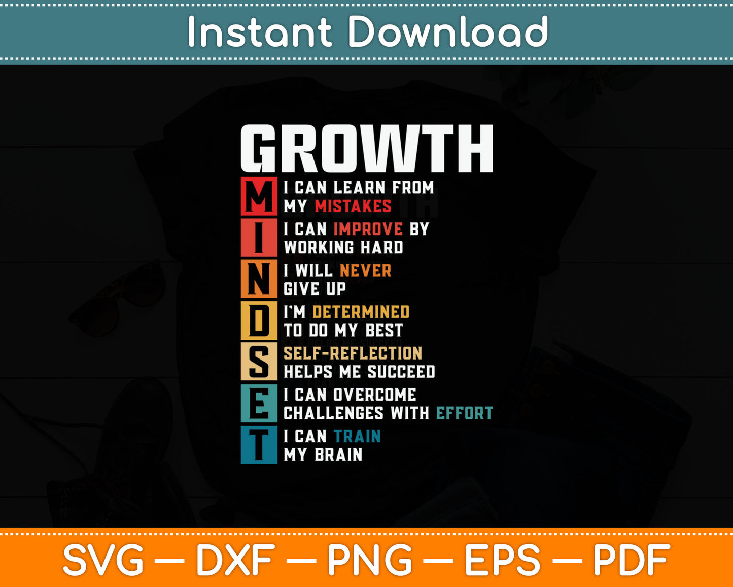 Growth Mindset Definition - Motivational Quote Inspiration Svg Digital Cutting File