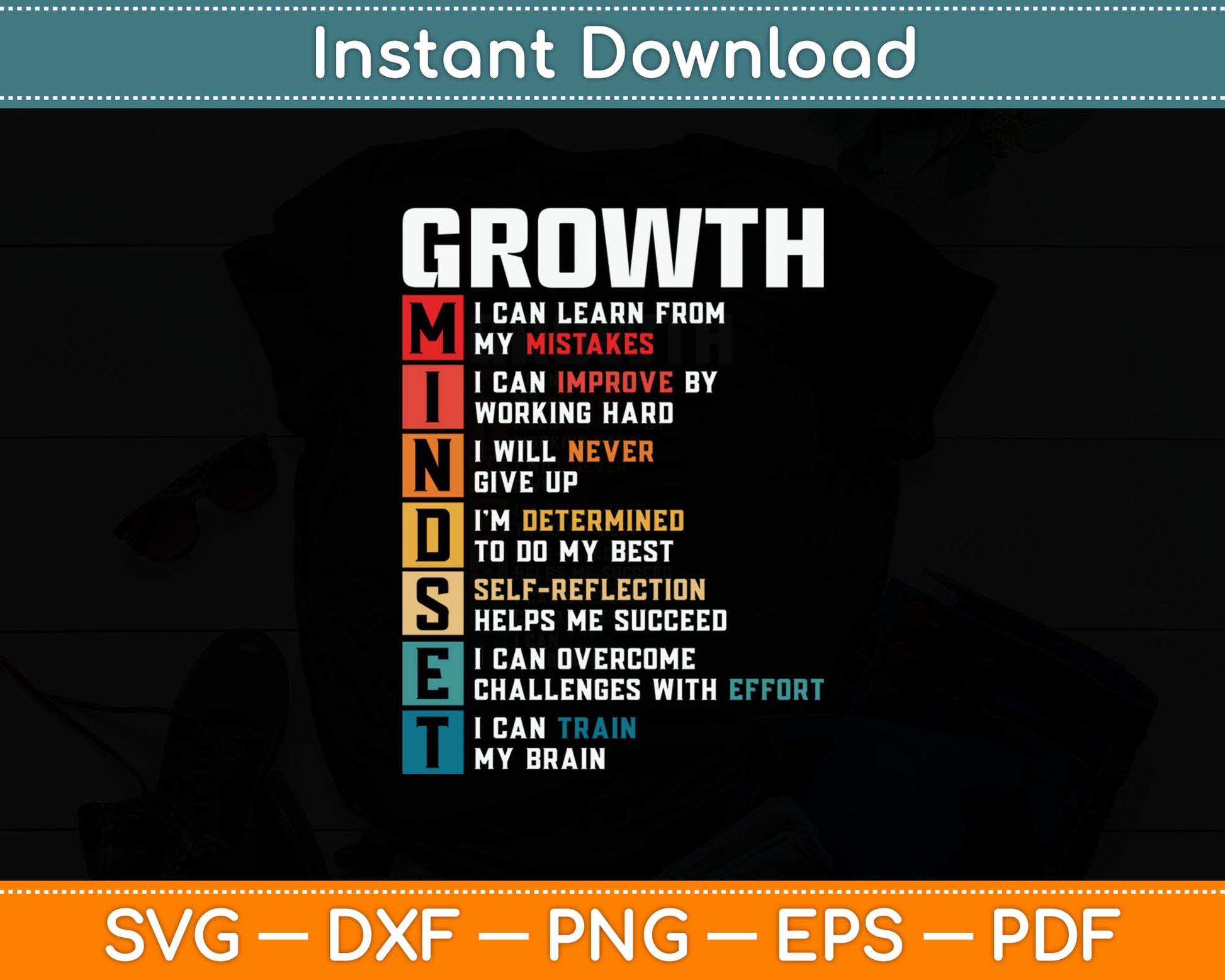 Growth Mindset Definition - Motivational Quote Inspiration Svg Digital Cutting File