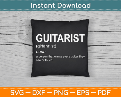 Guitar Player Guitarist Definition Funny SVG Digital Cutting File