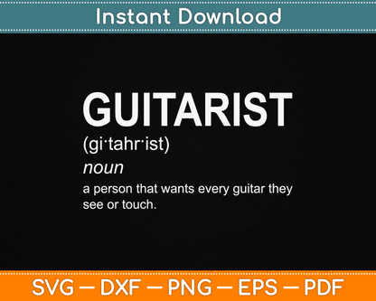 Guitar Player Guitarist Definition Funny SVG Digital Cutting File