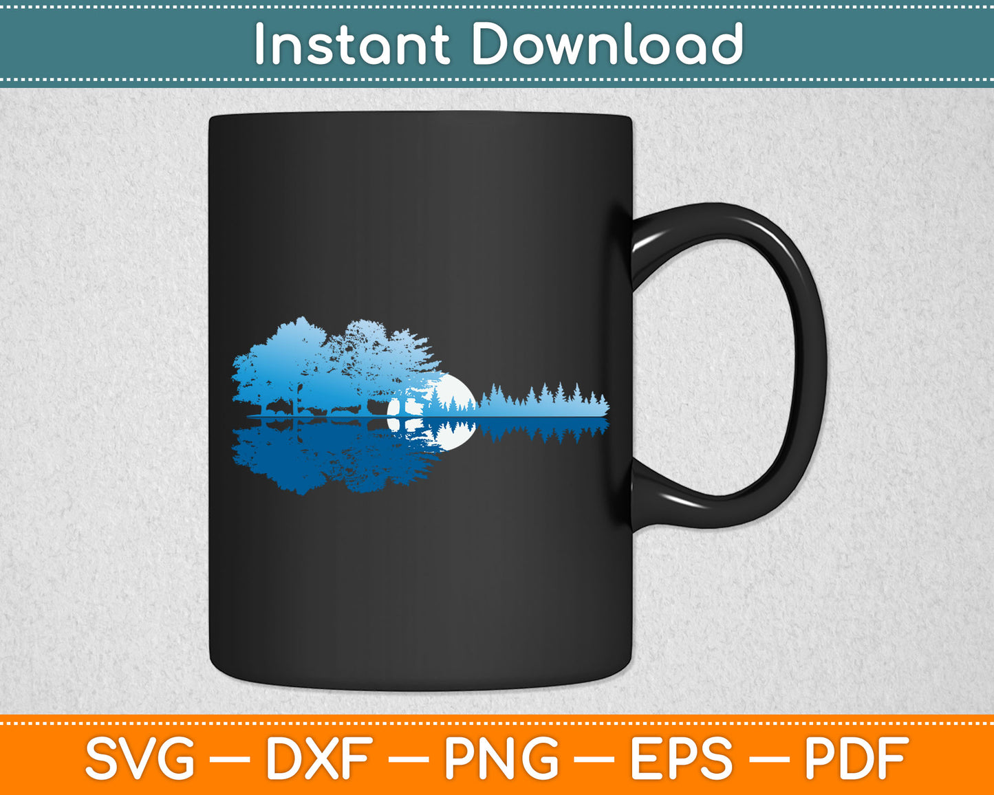 Guitar Lake Shadow Love Guitar Musician Svg Digital Cutting File