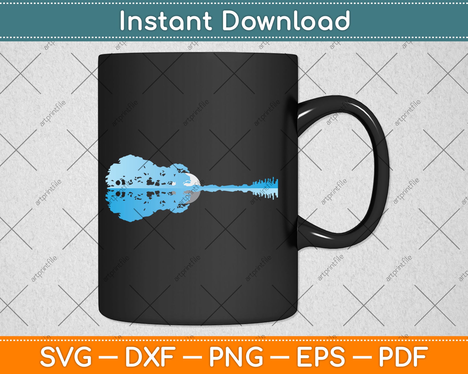 Guitar Lake Shadow Love Guitar Musician Svg Digital Cutting File