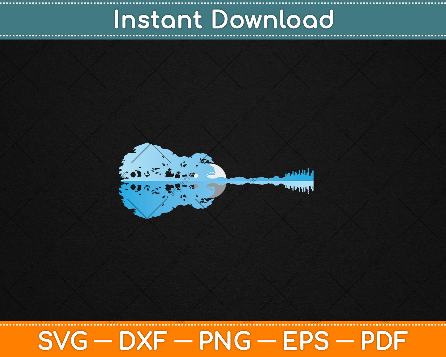 Guitar Lake Shadow Love Guitar Musician Svg Digital Cutting File
