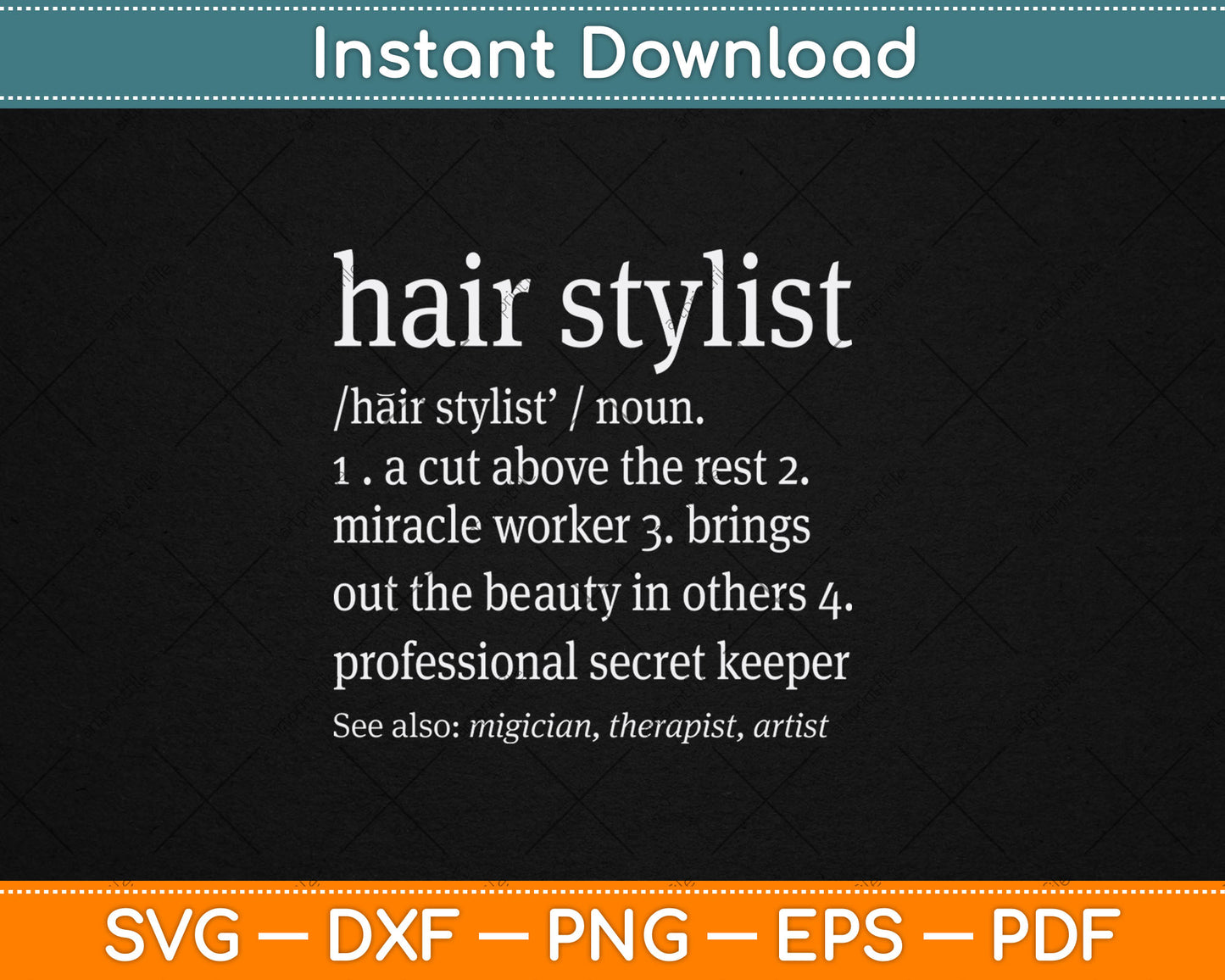 Hair Stylist Definition Svg Png Dxf Digital Cutting File