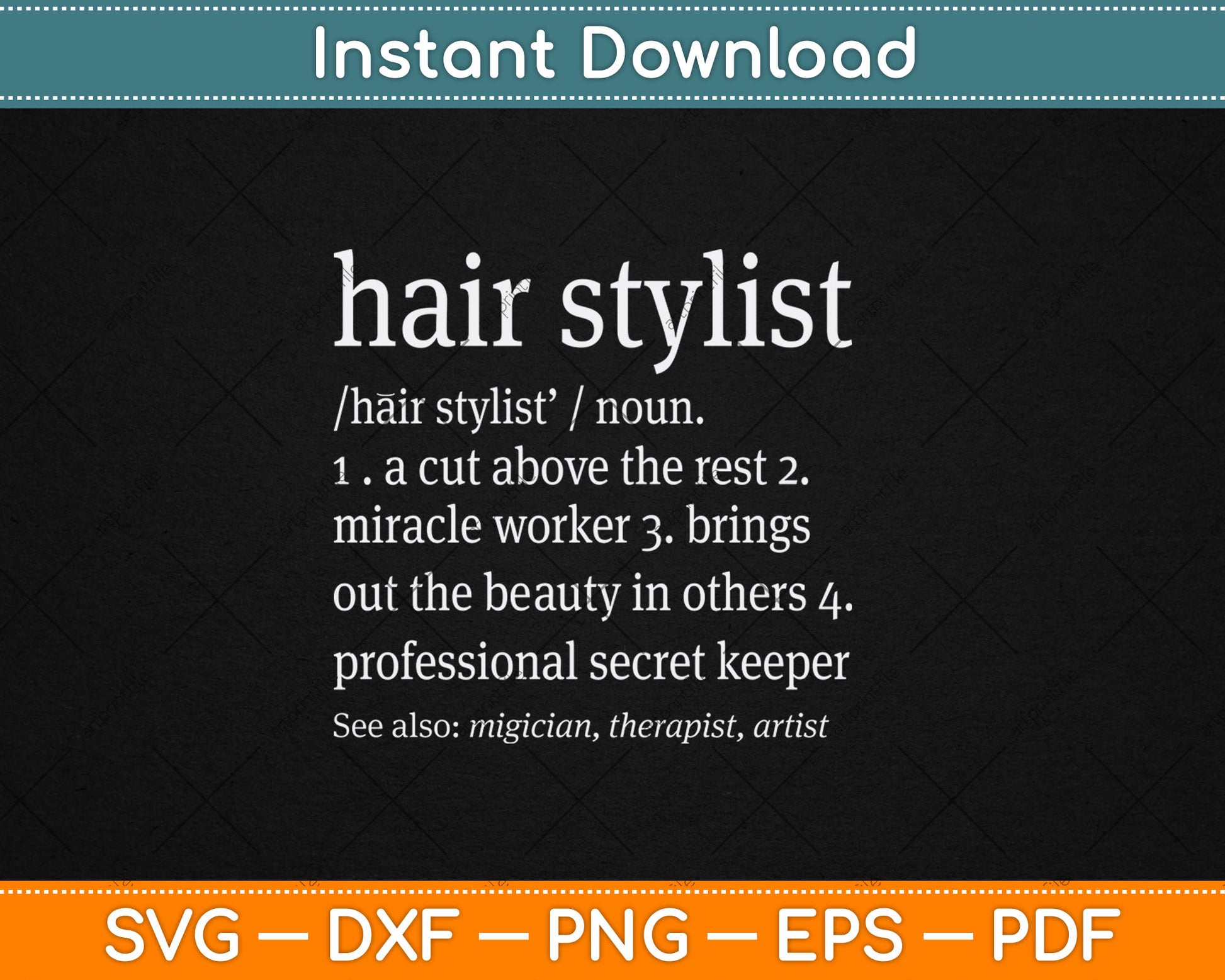 Hair Stylist Definition Svg Png Dxf Digital Cutting File