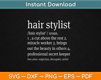 Hair Stylist Definition Svg Png Dxf Digital Cutting File