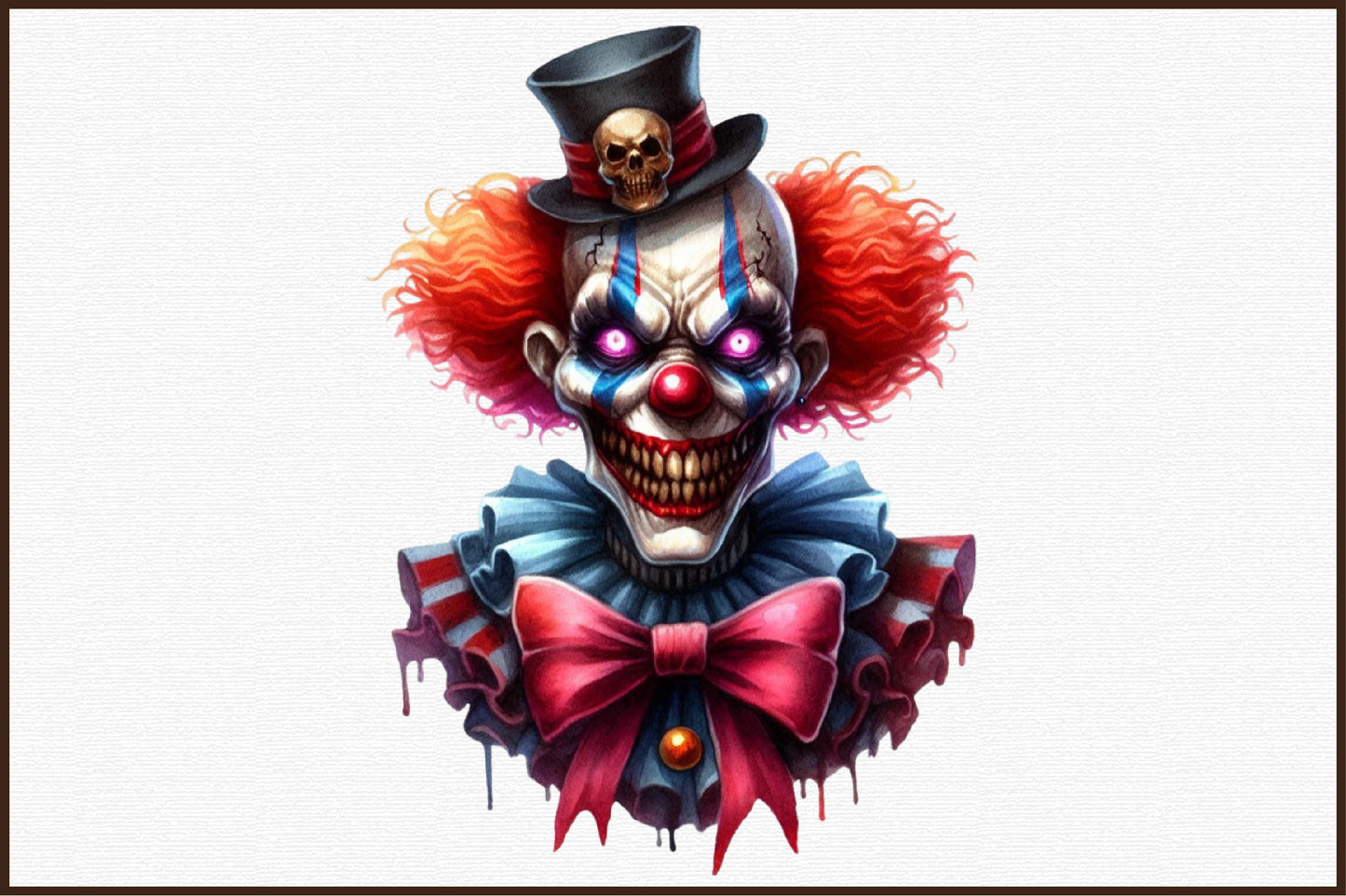 Scary Evil Circus Clowns Halloween PNG Clipart Bundle