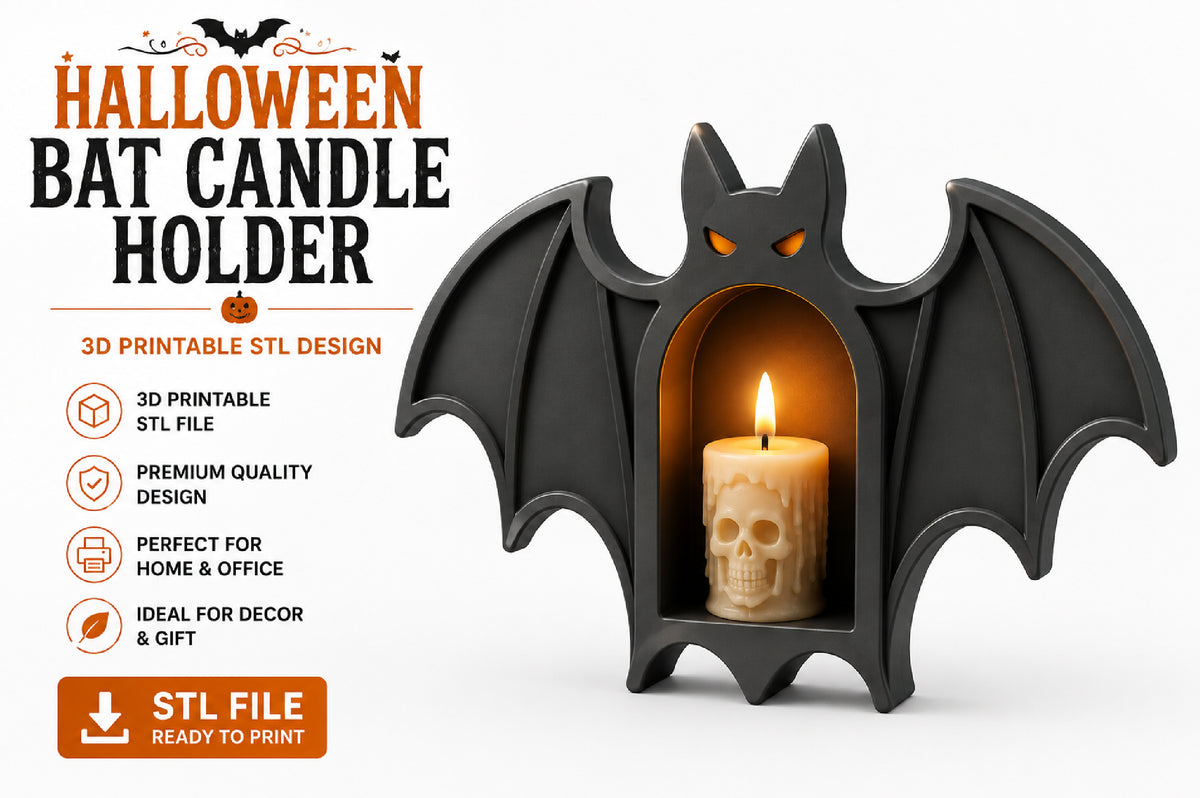Halloween Bat Candle Holder 3D STL Design