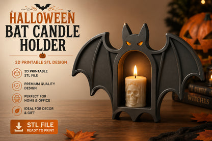 Halloween Bat Candle Holder 3D STL Design