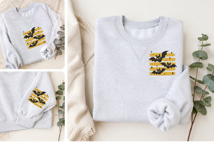 Halloween Bat Stripe Embroidery Design