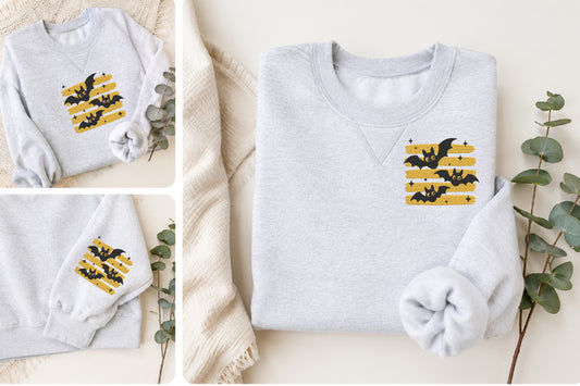 Halloween Bat Stripe Embroidery Design