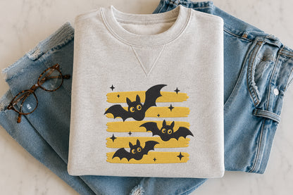 Halloween Bat Stripe Embroidery Design