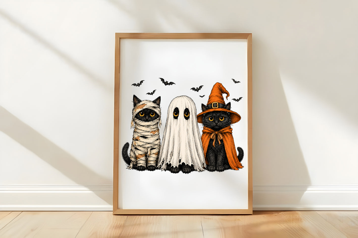 Halloween Black Cat PNG | Spooky Black Cats Ghost Witch Costume Pumpkin Bat Clipart | Cute Halloween Sublimation Design