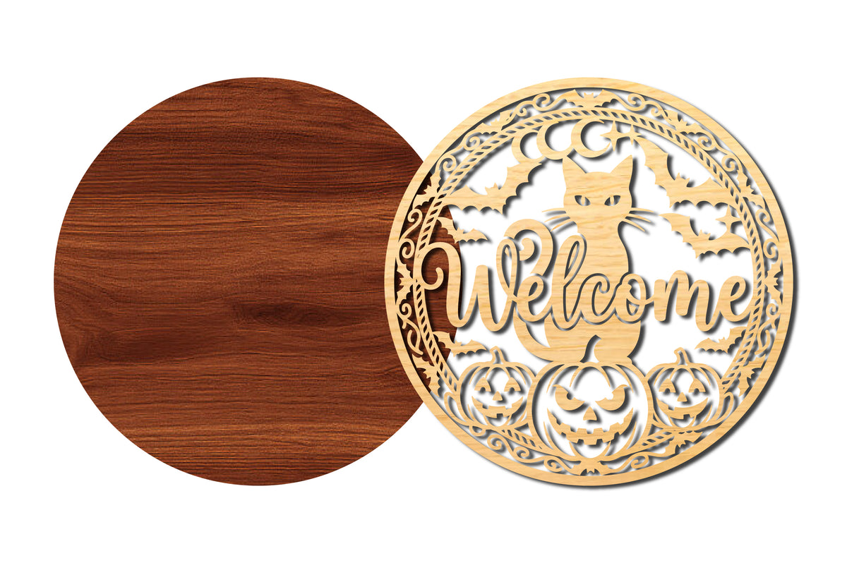 Halloween Black Cat Welcome SVG