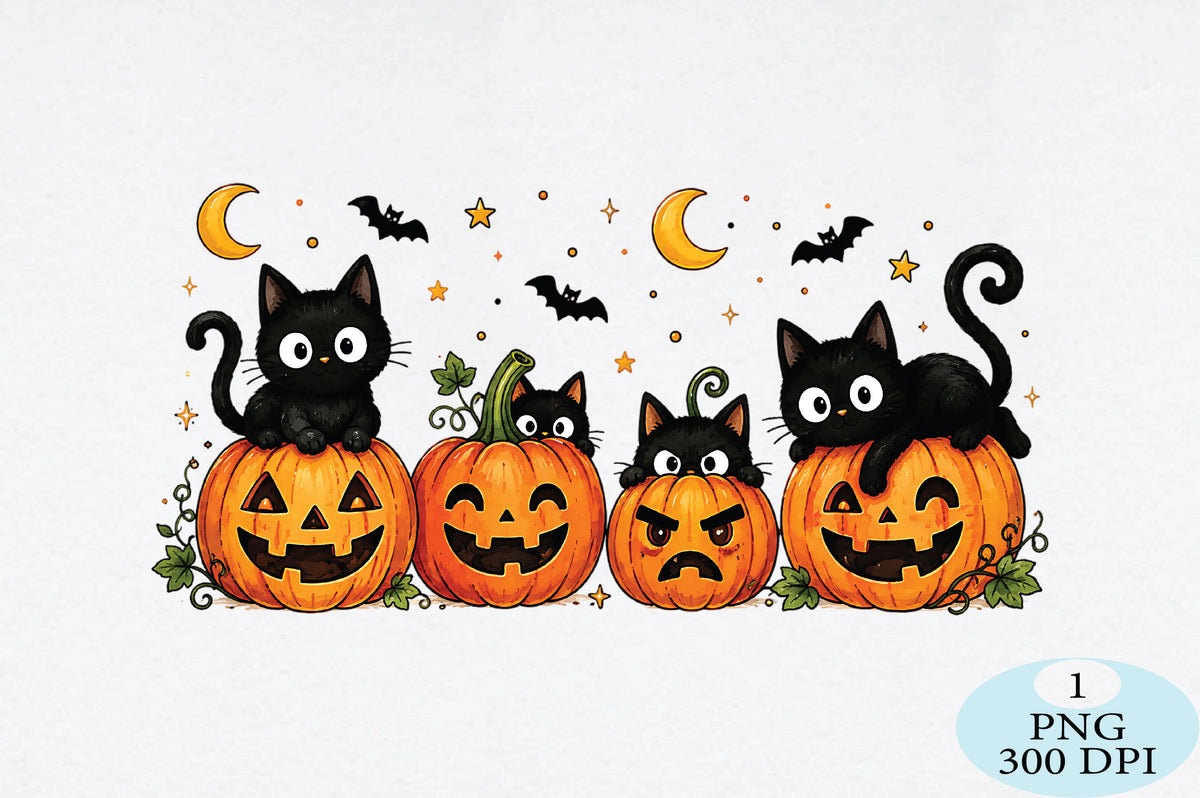 Black Cat Pumpkin Halloween PNG