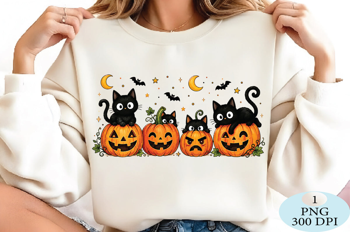 Black Cat Pumpkin Halloween PNG