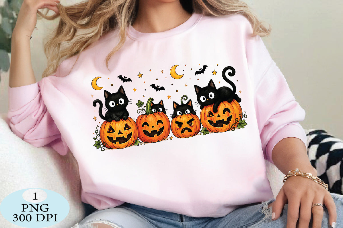 Black Cat Pumpkin Halloween PNG