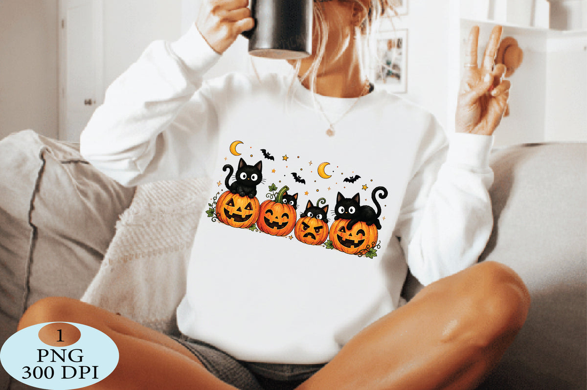 Black Cat Pumpkin Halloween PNG