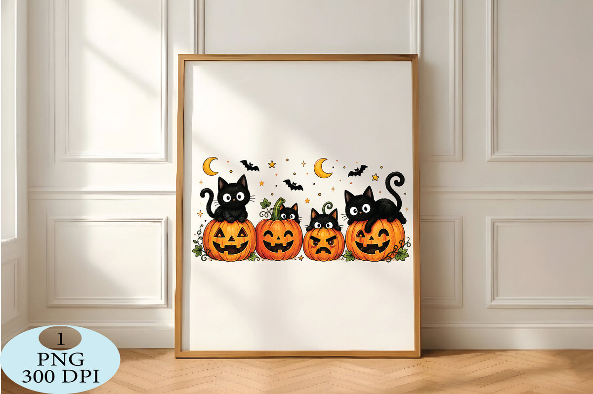Black Cat Pumpkin Halloween PNG