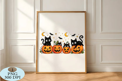 Black Cat Pumpkin Halloween PNG