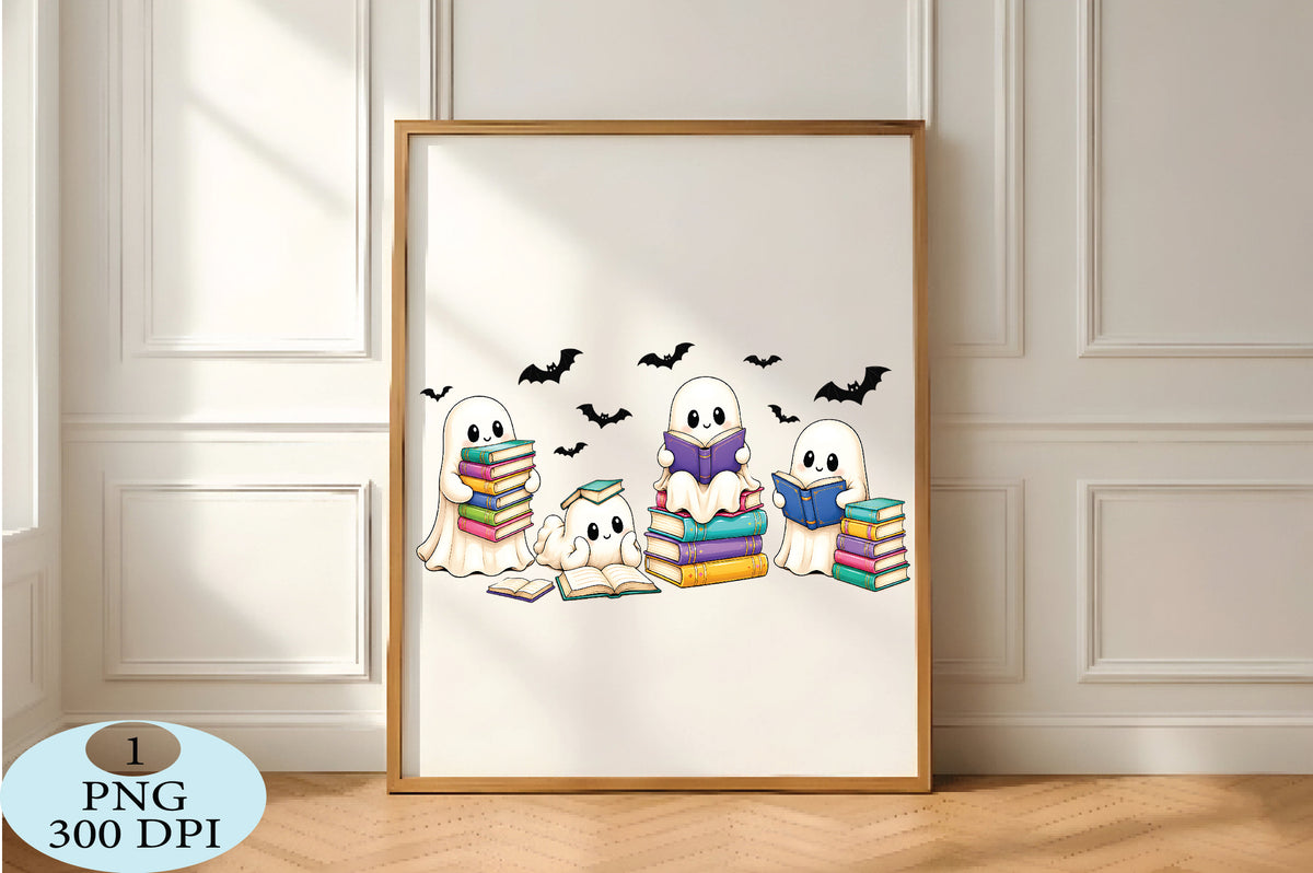Halloween Book Lover Reading Ghost PNG