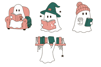 Halloween Bookish Ghost PNG Bundle 16 Designs
