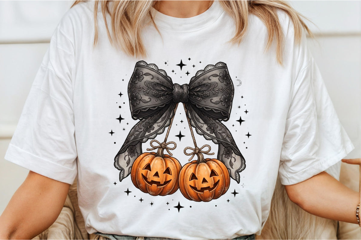Halloween Bow and Pumpkin PNG