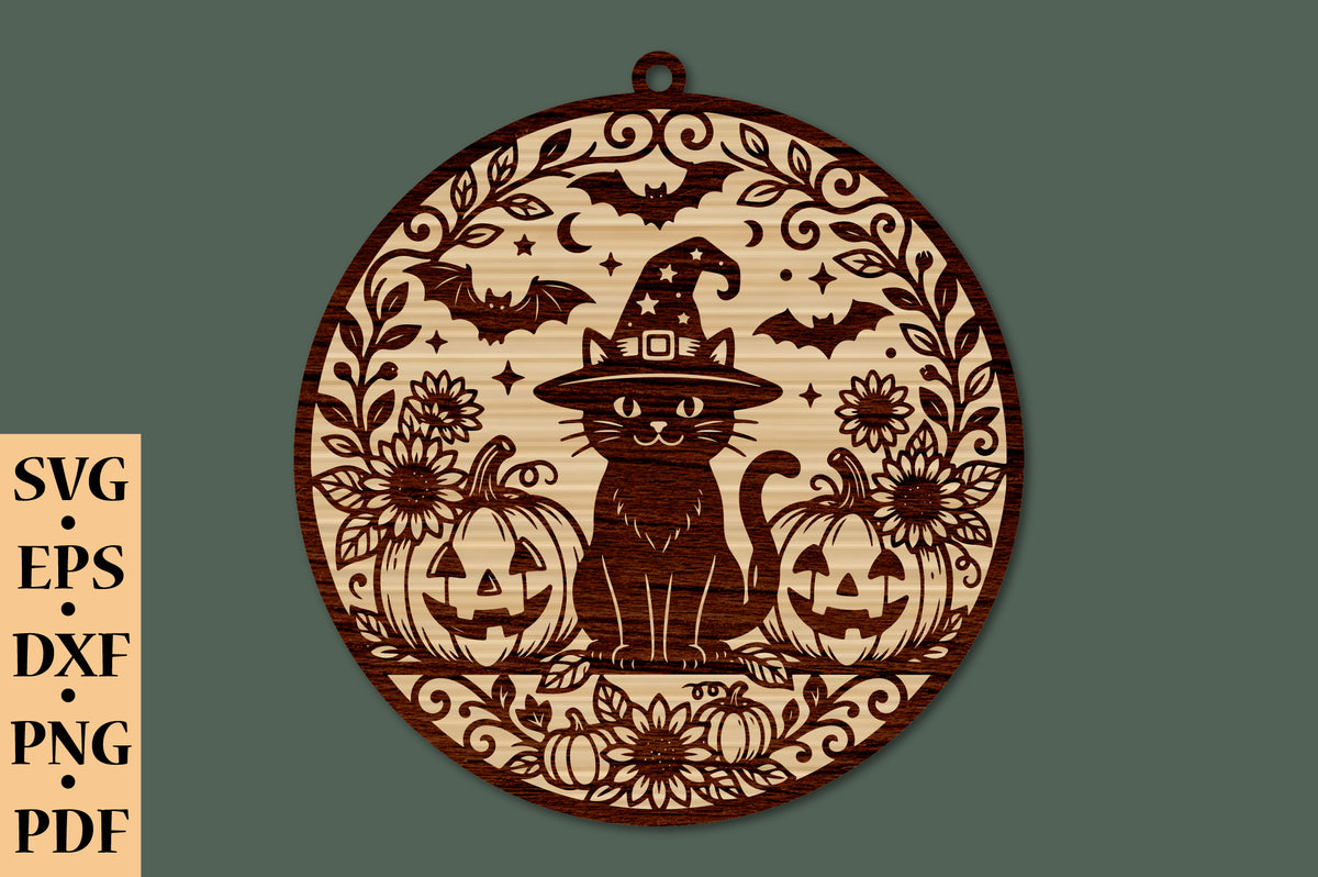 Halloween Cat Hanging Ornament SVG Laser Cut