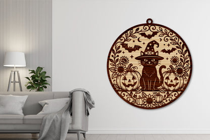 Halloween Cat Hanging Ornament SVG Laser Cut