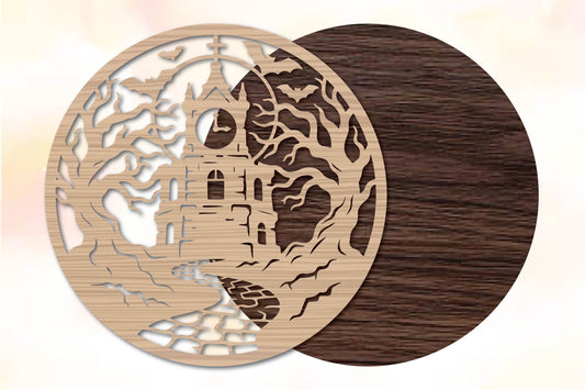Halloween Church Moon Laser Cut SVG