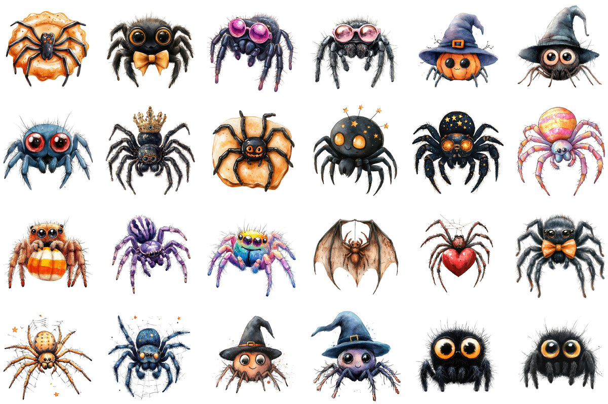 Halloween Spider Clipart PNG Cute Spooky Spider Bundle