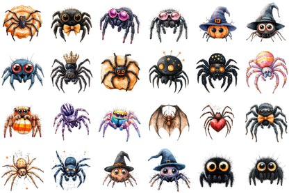 Halloween Spider Clipart PNG Cute Spooky Spider Bundle