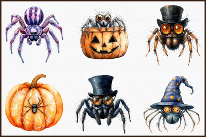 Halloween Spider Clipart PNG Cute Spooky Spider Bundle