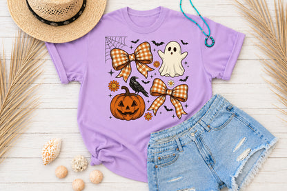 Halloween Coquette Bow PNG Cute Ghost Pumpkin Sublimation Design