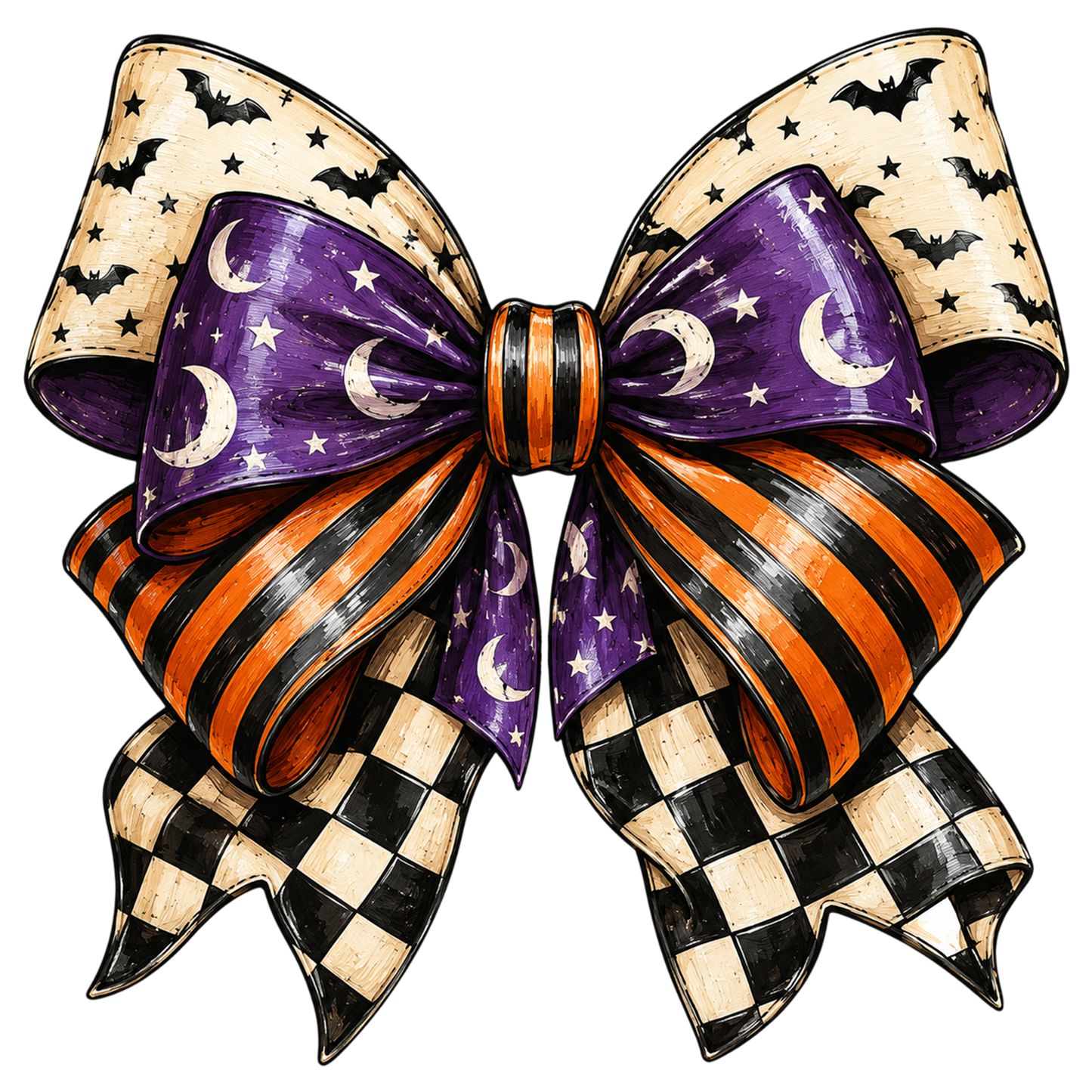 Halloween Coquette Bow PNG | Spooky Purple Orange Black Bow Sublimation | Cute Witchy Halloween Ribbon Shirt Design