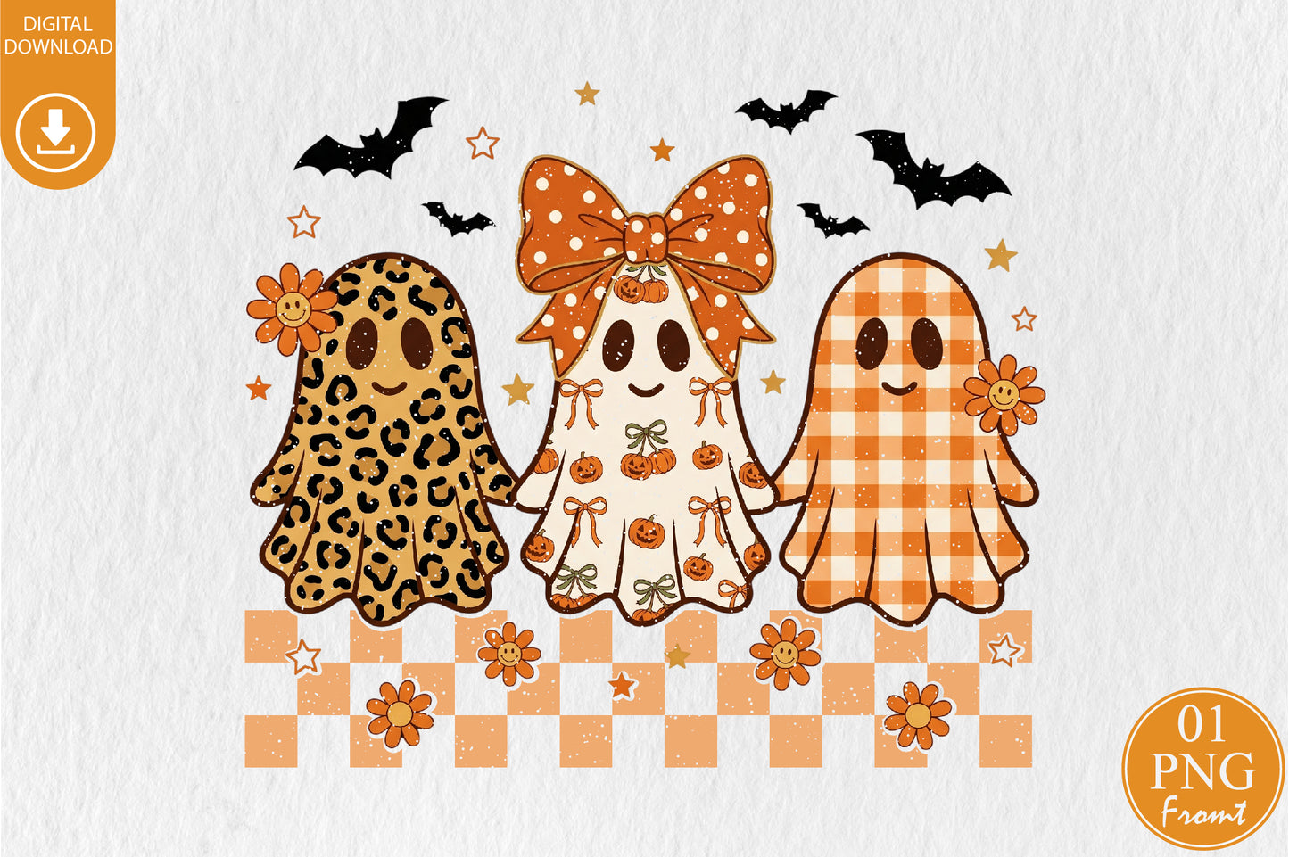Halloween Coquette Ghost PNG Cute Spooky Bow Sublimation Design