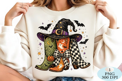 Halloween Cowboy Boots Witch Hat PNG