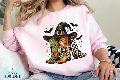 Halloween Cowboy Boots Witch Hat PNG