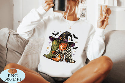 Halloween Cowboy Boots Witch Hat PNG