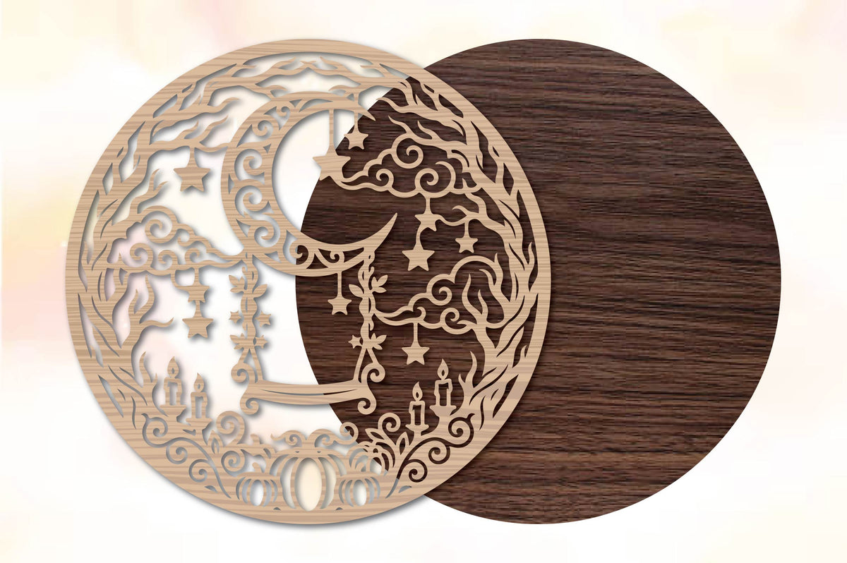 Halloween Crescent Moon Laser Cut SVG