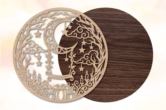 Halloween Crescent Moon Laser Cut SVG