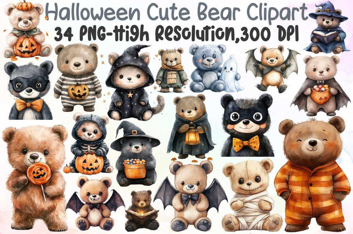 Halloween Cute Bear Clipart PNG