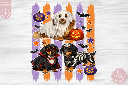 Halloween Dachshund PNG Bundle Cute Spooky Dog Sublimation Clipart