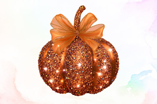 Halloween Disco Glitter Pumpkin PNG