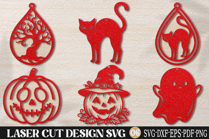 Halloween Earrings SVG Laser Cut Bundle | 6 Spooky Halloween Earring Designs